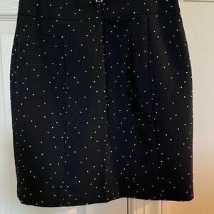 Ann Taylor Black Skirt with White Dots